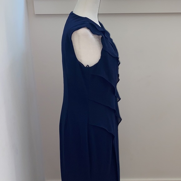 NWOT Carmen Marc Valvo Asymmetrical Chiffon Gown - Picture 9 of 14
